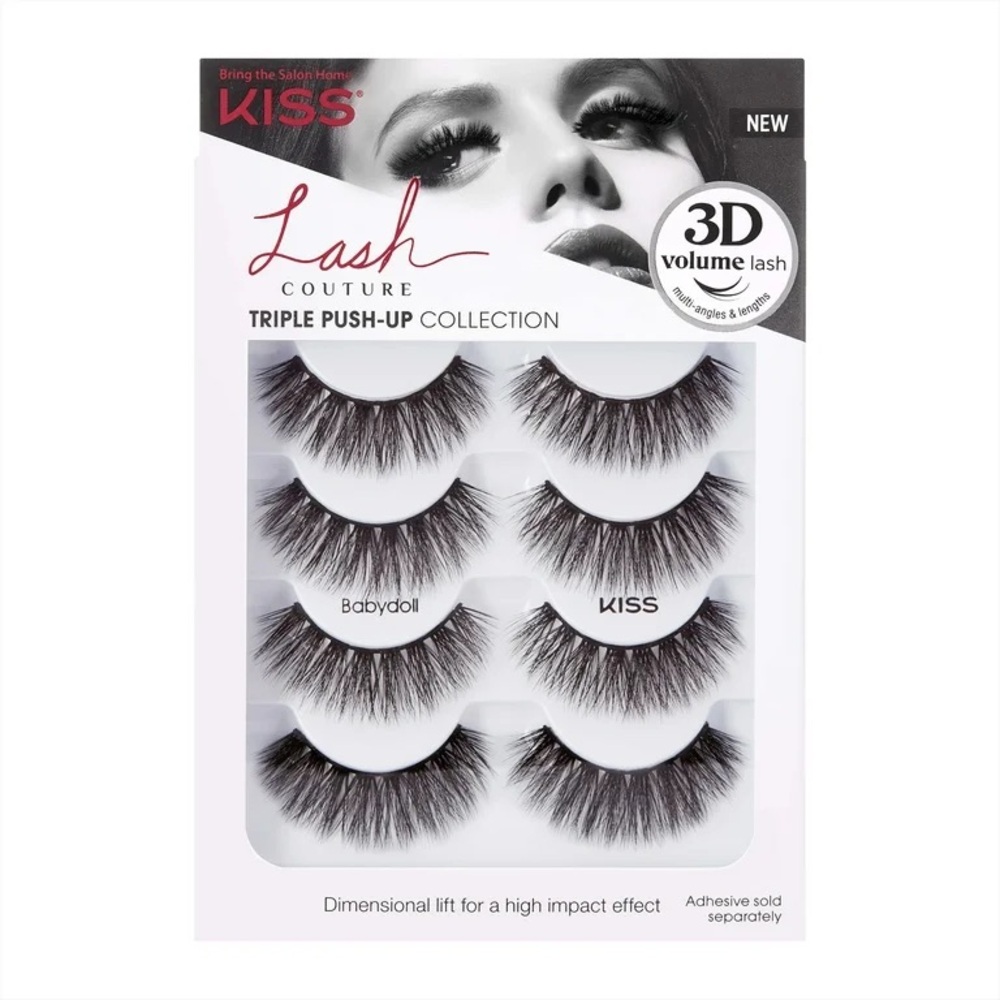 NEW! KISS Triple Push-Up Collection Fake Lashes Multipack, ‘Babydoll’, 82904